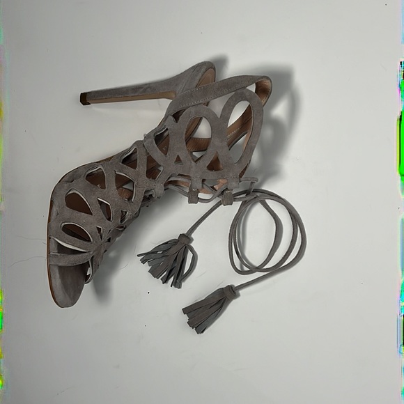 Charles David Lace-Up Lazercut Leather Heels - Picture 6 of 9